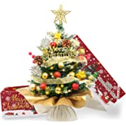 Photo 1 of 20" Mini Christmas Tree, Artificial Mini Christmas Tree with Warm Lights, Star Treetop and Ornaments, Battery Operated Tabletop Christmas Tree for DIY Christmas Decoration Gifts (Battery not included)
