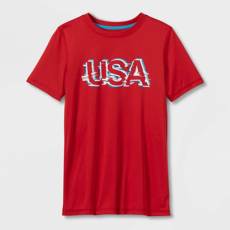 Photo 1 of Boys' Short Sleeve 'USA' Graphic T-Shirt - all in Motion™ XL 5PCS

