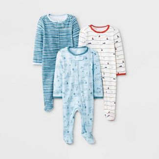 Photo 2 of Baby Boys' 3pk Sweet Seaside Zip-Up Sleep N' Play - Cloud Island™ Blue