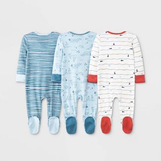 Photo 1 of Baby Boys' 3pk Sweet Seaside Zip-Up Sleep N' Play - Cloud Island™ Blue