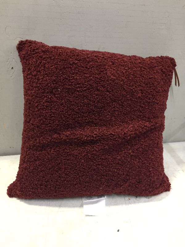 Photo 2 of 24x24 Oversized Boucle Square Throw Pillow with Exposed Zipper Burgundy - Threshold Designed with Studio McGee