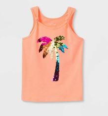 Photo 1 of Girls' Printed Flip Sequin Tank Top - Cat & Jack Neon Peach XL