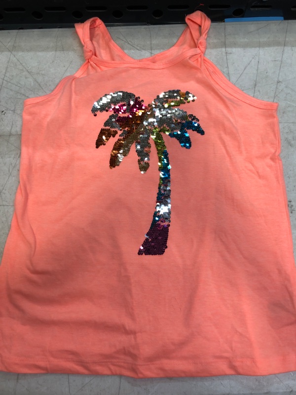 Photo 2 of Girls' Printed Flip Sequin Tank Top - Cat & Jack Neon Peach XL