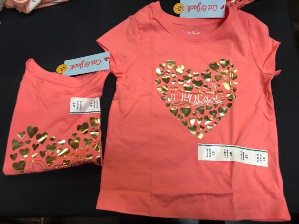 Photo 2 of 2 pcs Toddler Girls' Size 4T 'Dad' Heart Graphic T-Shirt - Cat & Jack Medium Coral  , Pink
