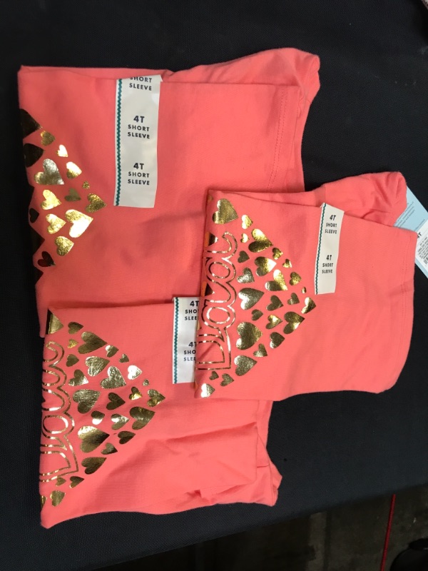 Photo 2 of 3 pcs Toddler Girls' 'Sise 4T Dad' Heart Graphic T-Shirt - Cat & Jack Medium Coral 4T, Pink
