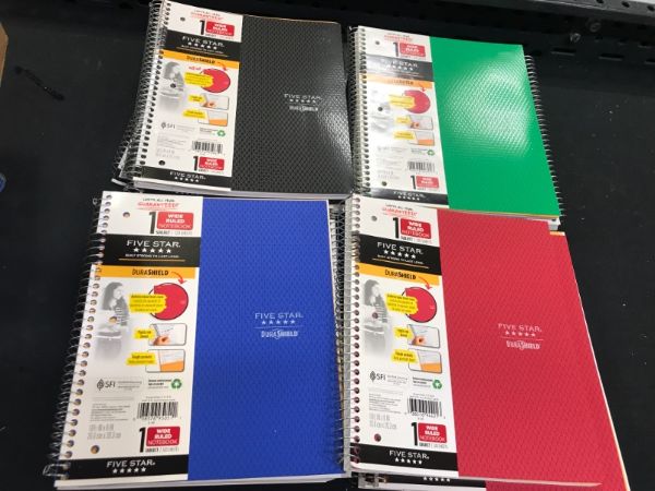 Photo 1 of 12pcs Spiral Notebook 1 Subject Wide Ruled Anti-Microbial Red - Five Star