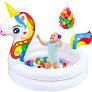 Photo 1 of 90shine Unicorn Kiddie Baby Pool with 50pcs Pit Balls - Inflatable Blow Up Plastic Swimming Pools/Ice Serving Bar/Buffet Cooler, Toys Gifts for Kids Toddler Infant Backyard Party Supplies 