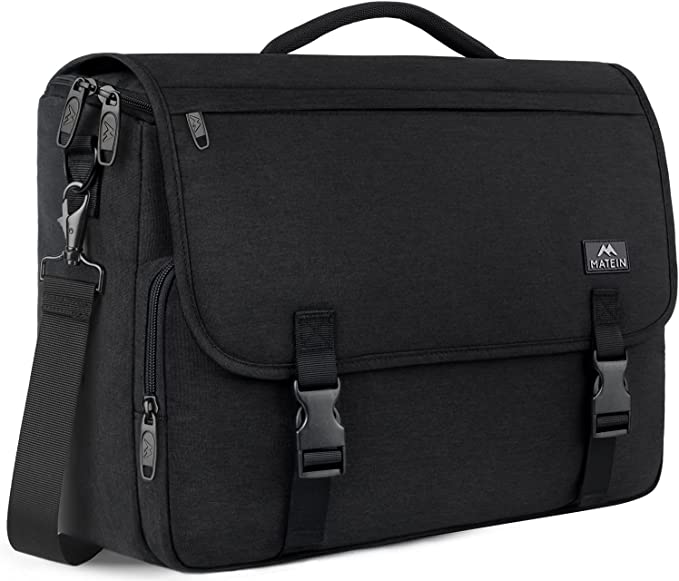 Photo 1 of Messenger Bag for Men, Women Briefcases Lightweight Men's Laptop Bag 15.6 inch Water Resistant Crossbody School Satchel Bags for Boys Computer Work Office Bag with Shoulder Strap, Black