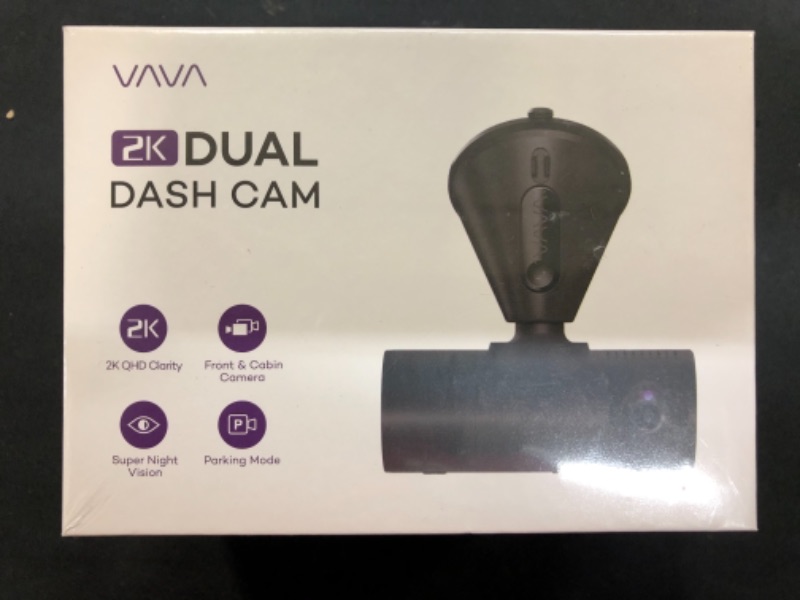 Photo 2 of VAVA VD009 Dual Dash Cam, 2K Front 1080p Cabin 30fps Car Camera, Sony Sensor, Infrared Night Vision, App Control & 2" LCD Display, Parking Mode, Built-in GPS for Uber & Lyft, Bluetooth Snapshot Remote