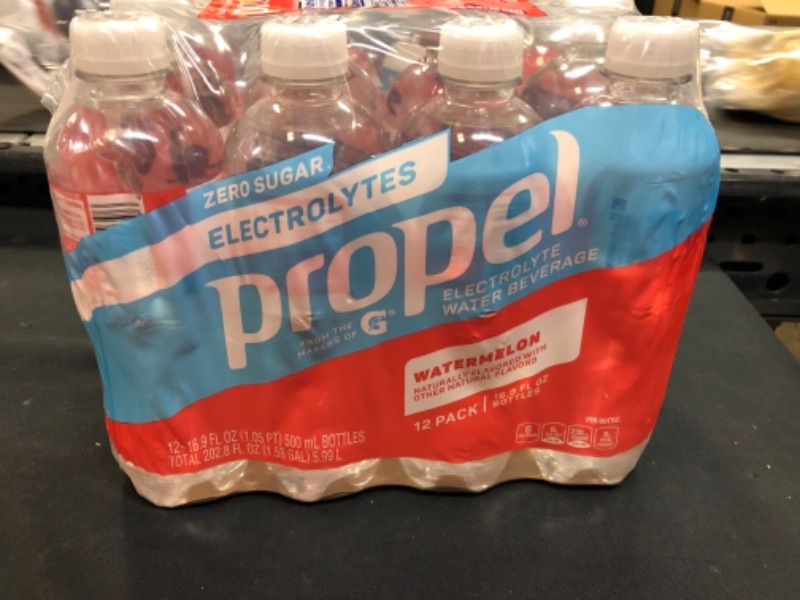 Photo 2 of (12 Bottles) Propel Flavored Water with Electrolytes, Watermelon, 16.9 fl oz expires 08/15/2022