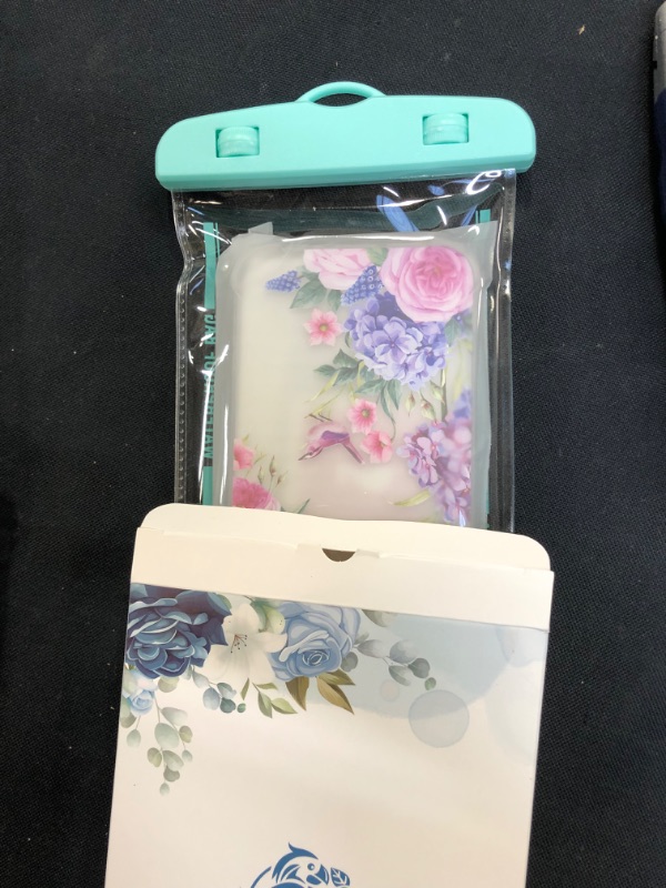 Photo 3 of [5-in-1] RoseParrot iPhone 13 Pro Case with Screen Protector + Ring Holder + Waterproof Pouch, Clear with Floral Pattern Design, Soft&Flexible Shockproof Protective Cover (Magpie)
