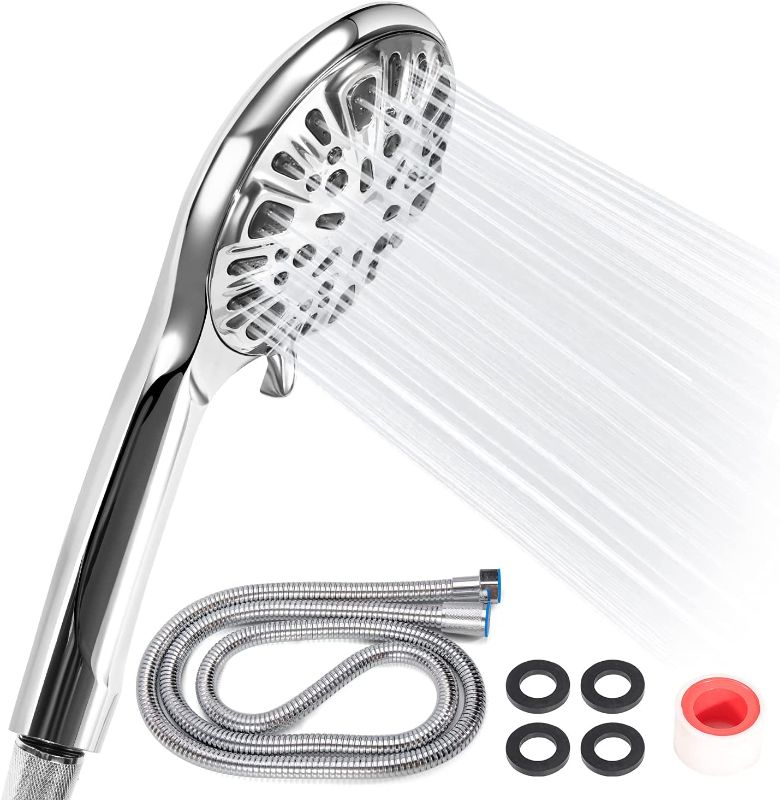 Photo 1 of YLTNEUQER High Pressure Shower Head with Handheld, 6 Spray Modes Square Detachable Shower Head, Adjustable Bracket with Brass Swivel Ball Holder and 59'' Stainless Steel Hose
