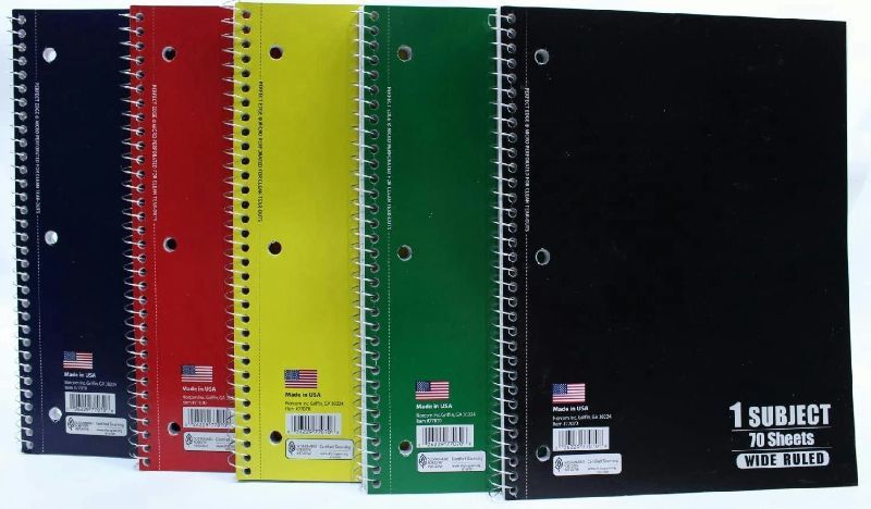 Photo 1 of Norcom Wide Rule Spiral Bound Notebook of  70 Sheets (Back To School Supplies)
