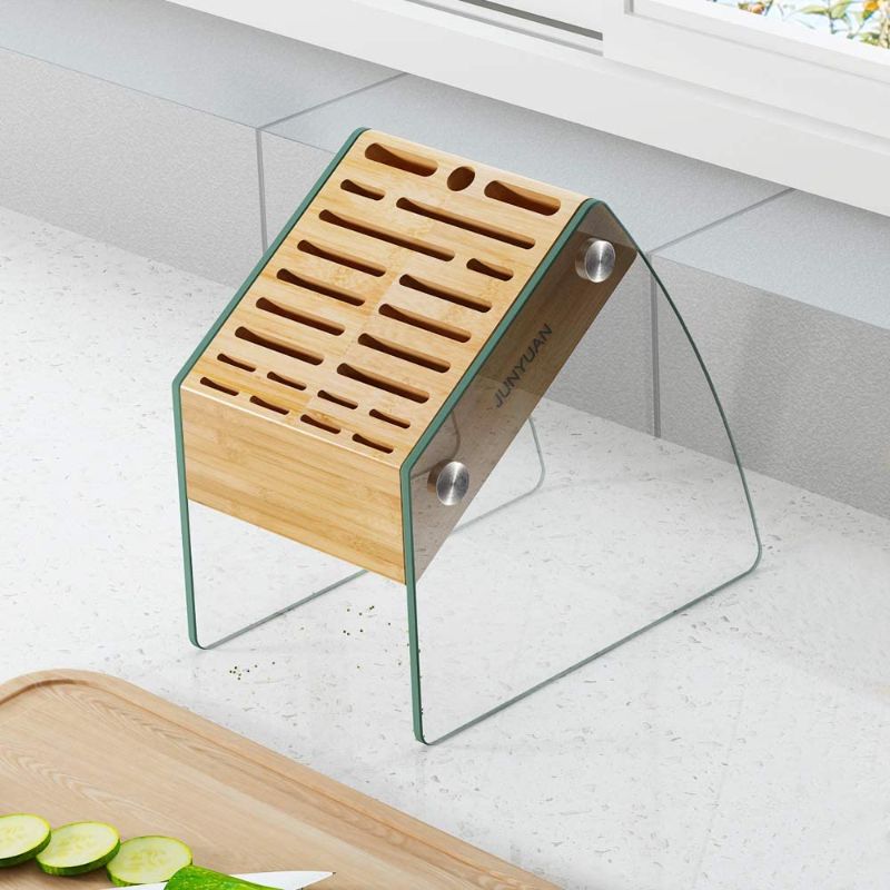 Photo 1 of 23 Slot Clear Knife Block Without Knives,Kitchen Knife Holder Organizer Stand Durable Bamboo Knife Dock Rack for Kitchen Cutlery Storage Accessories
