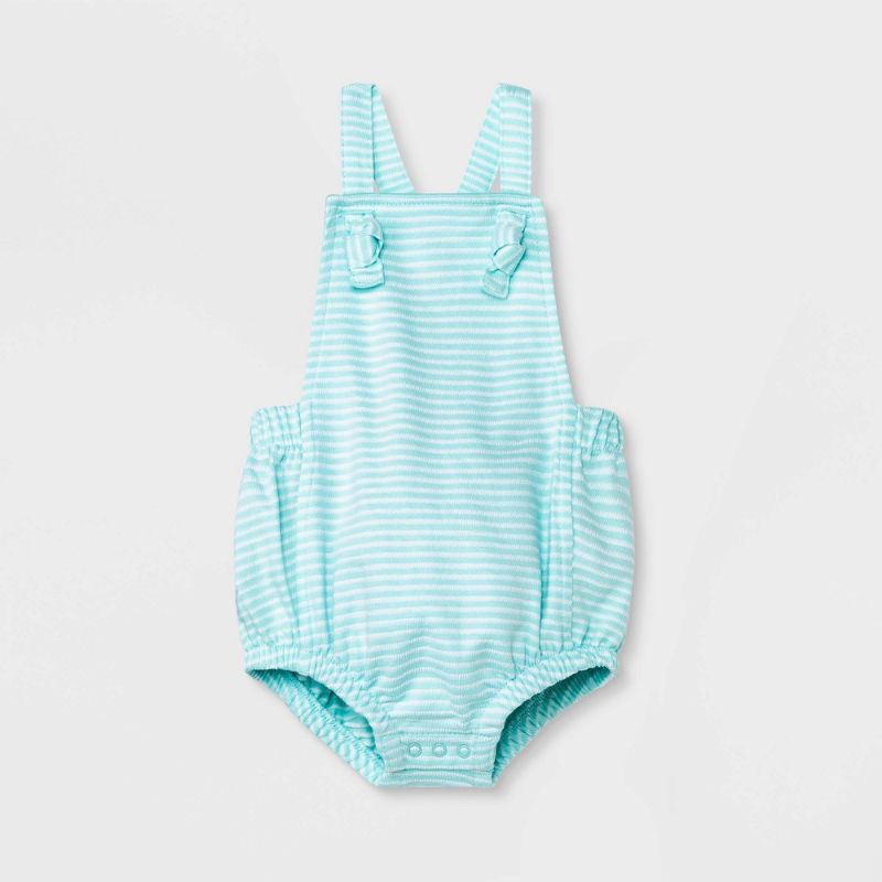 Photo 1 of Baby Textured Bubble Romper - Cat & Jack™ Aqua Blue 0-3M
