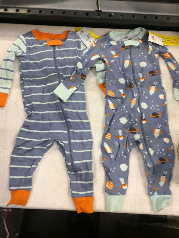 Photo 2 of Baby Boys' 2pk Striped & Space Pajama Romper - Cat & Jack™ Blue

