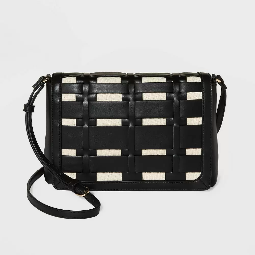 Photo 1 of Basket Weave Woven Crossbody Bag - A New Day Black
