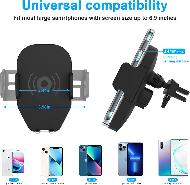 Photo 1 of YTech Wireless Car Charger Mount Compatible with iPhone 13 12 11 X 8 Samsung S21 S20 S10 S9 Note 20 and Other Wireless Chargeable Cell Phones
