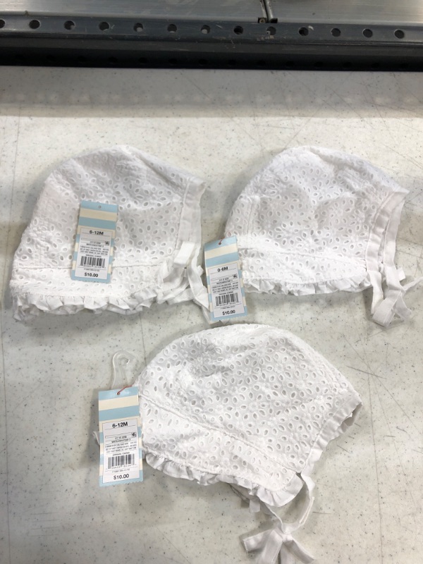 Photo 2 of 3 PK Baby Girls' Eyelet Bonnet - Cat & Jack™-- SIZE 0-6M AND 6-12M
