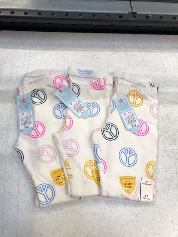 Photo 2 of 3 PK--Toddler Girls' Peace Sign Leggings - Cat & Jack™--5T
