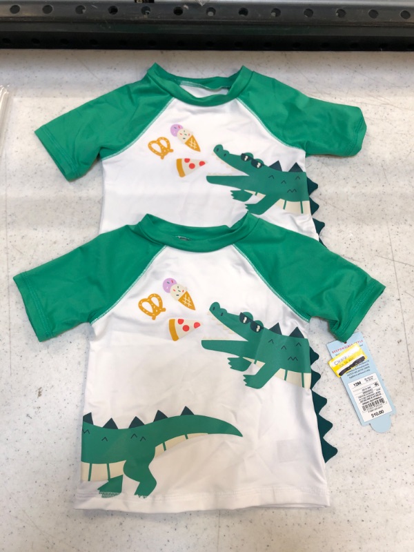 Photo 2 of 2 PK Baby Boys' Alligator Print Short Sleeve Rash Guard - Cat & Jack™-- SIZE 12M
