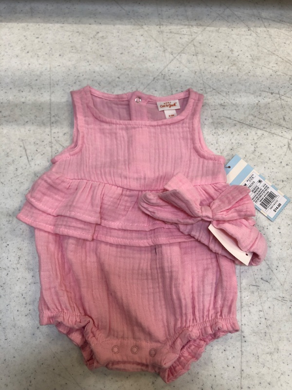 Photo 2 of Baby Girls' Gauze Romper with Headband - Cat & Jack™- SIZE 0-3M
