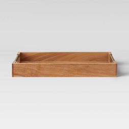 Photo 1 of 12" x 18" Wood Acacia Serving Tray with Brass Handles - Threshold™

