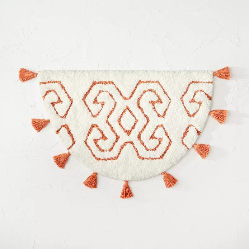 Photo 1 of 20"x32" Tufted Half Moon Geo Tassel Cotton Bath Rug - Opalhouse™ designed with Jungalow™