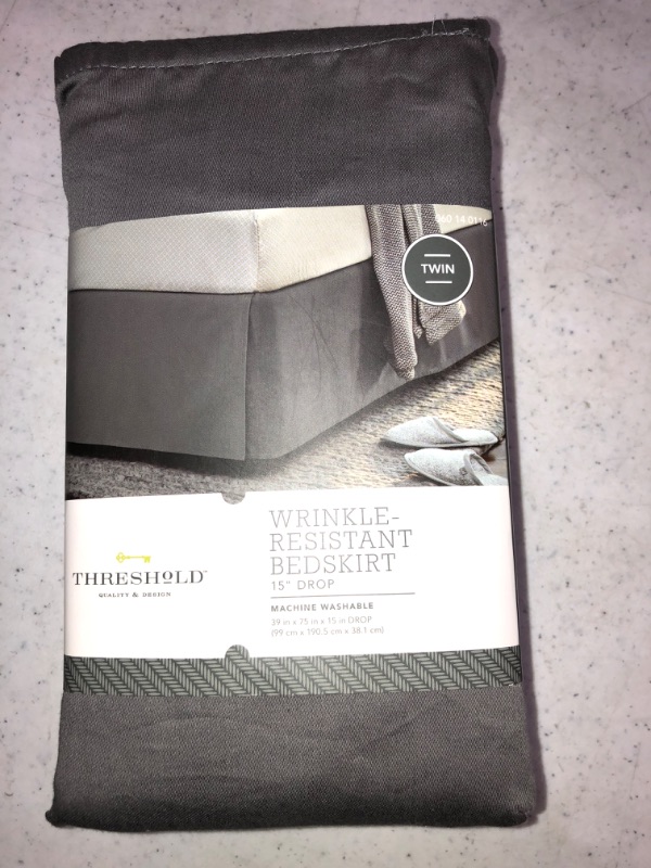 Photo 2 of Wrinkle-Resistant Bed Skirt - Threshold™ COLOR GRAY SIZE TWIN