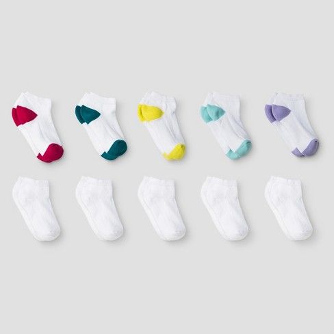 Photo 1 of Girls' 10pk Low Cut Athletic Socks - Cat & Jack™ sizes 6-12M

