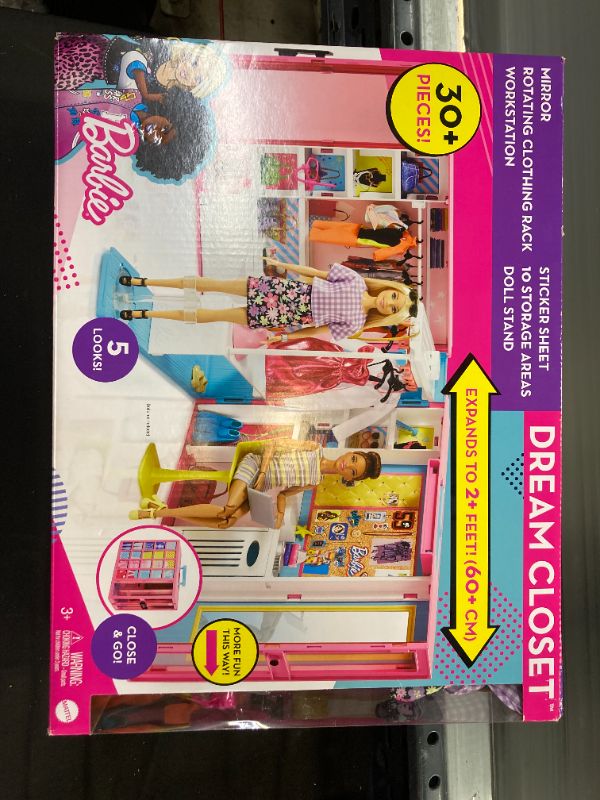 Photo 3 of Barbie Dream Closet Fashion Wardrobe Storage with Clothes and Accessories, Pink **-Brand New Factory Sealed-**