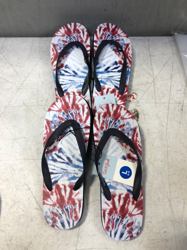 Photo 2 of Girls' Sam Tie-Dye Slip-on Flip Flop Sandals - Cat & Jack Navy Blue L 2PCS
