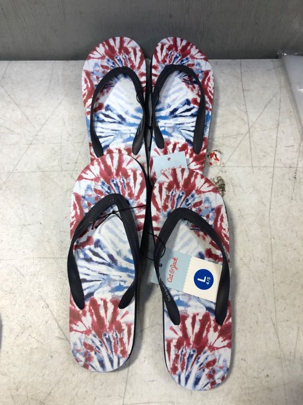 Photo 1 of Girls' Sam Tie-Dye Slip-on Flip Flop Sandals - Cat & Jack Navy Blue L 2PCS
