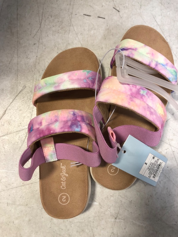 Photo 2 of Girls' Hazel Tie-Dye Slip-on Pull-on Footbed Sandals - Cat & Jack Purple 2
