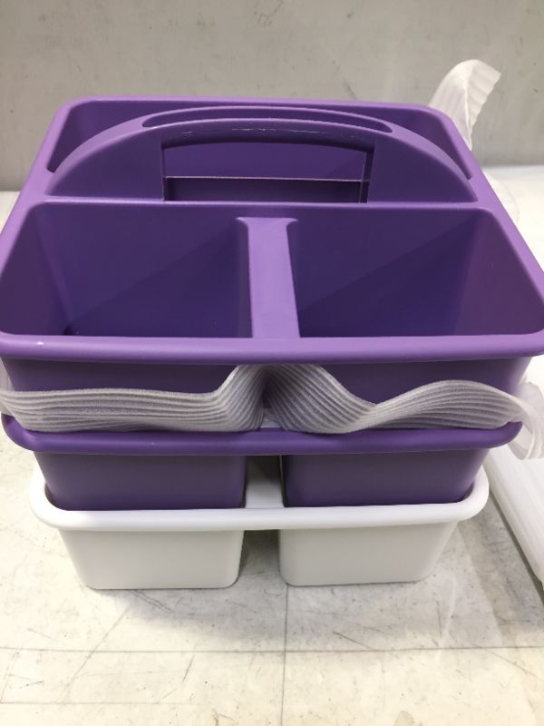 Photo 1 of 3 Compartment Supply Bin PACK OF 3 ASSORTED COLORS SOLD AS IS