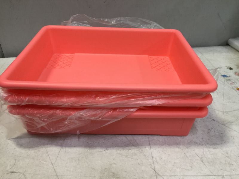 Photo 1 of 14" X 3" PLASTIC PAPER STORAGE BIN PACK OF 3