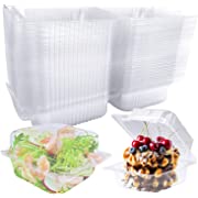 Photo 1 of 100 Pcs Clear Hinged Plastic Containers,Transparent Square Plastic Takeout Boxes,Disposable Clamshell Food Containers for Hamburger,Sandwiches,Cake,Salads,Pasta,Pastry
