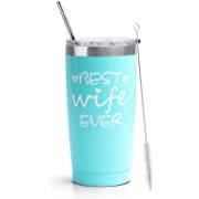 Photo 1 of Best Wife Ever-Tumbler for Wife Gift Mothers Day Birthday Christmas Stainless Steel Tumbler Coffee Cup Travel Mug ith Lid and Straw (WIFE E)
