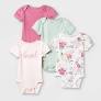 Photo 1 of Baby Girls' 4pk Meadow Short Sleeve Bodysuit - Cloud Island Pink/White/Green NB 