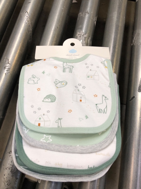 Photo 2 of  Baby 4pk 'Hello Happy' Bib - Cloud Island Dark Green

