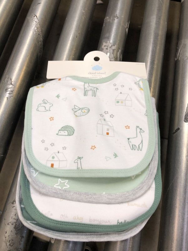 Photo 1 of  Baby 4pk 'Hello Happy' Bib - Cloud Island Dark Green

