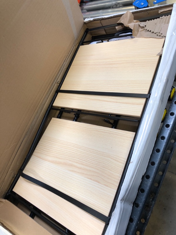 Photo 1 of  Folding 3 Shelf Narrow Black Metal with Natural Wood Shelves - Brightroom