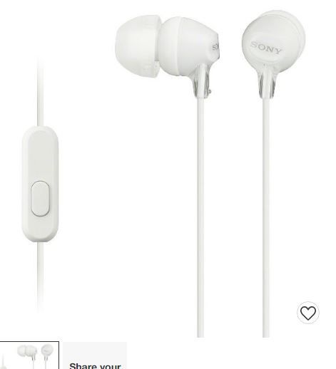 Photo 1 of Sony In-Ear Wired Earbuds with Mic - MDREX15AP

