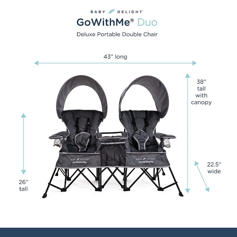 Photo 1 of Baby Delight Go with Me Duo Deluxe Portable Chair | for Kids | Double Seat | Indoor and Outdoor | Grey
