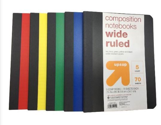 Photo 1 of 6----5pk Wide Ruled Solid Composition Notebooks - up & up™

