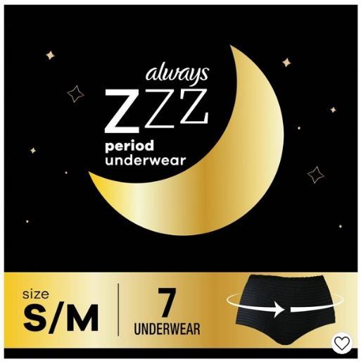 Photo 1 of Always ZZZ Overnight Period Underwear - S/M - 7ct

