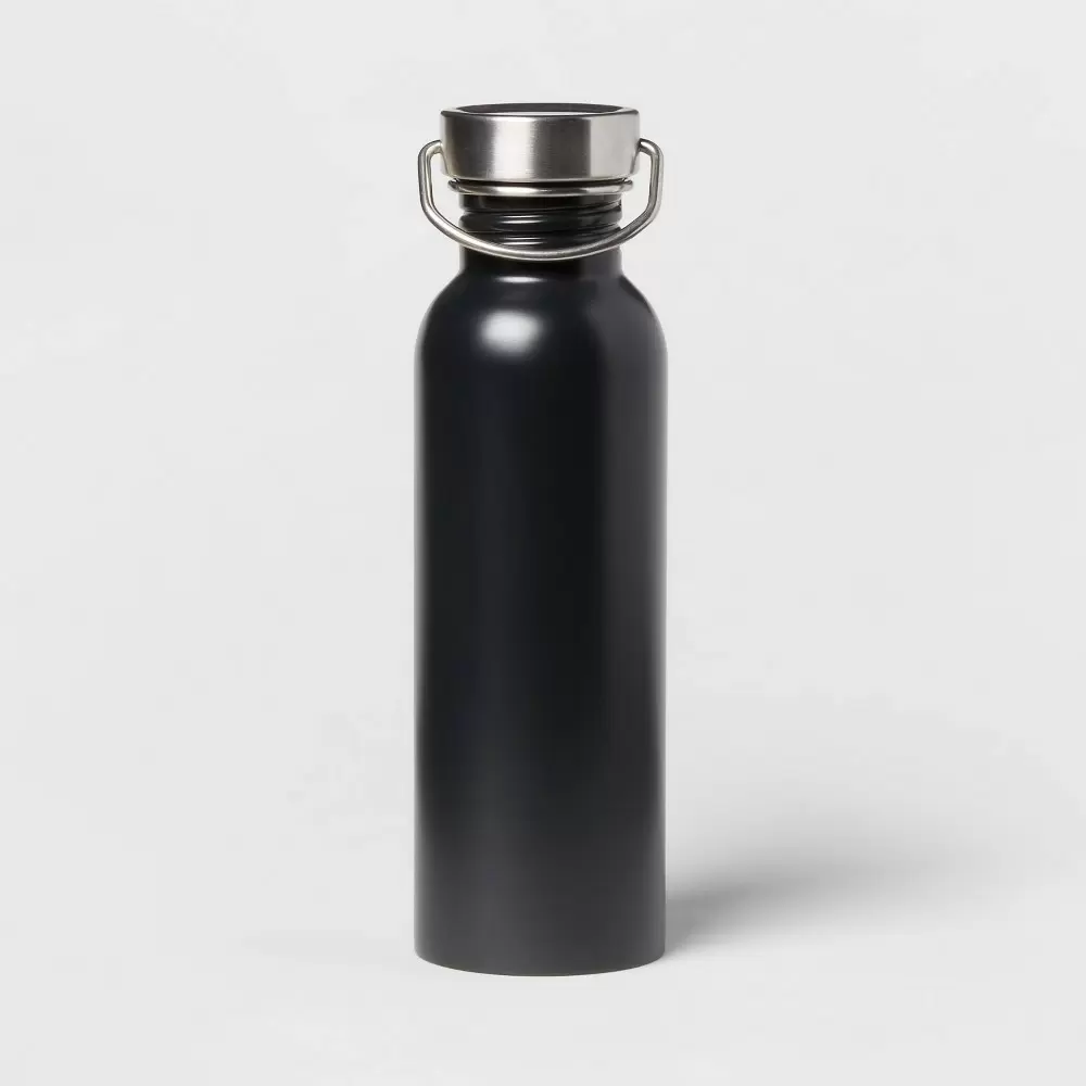 Photo 1 of 24oz Stainless Steel Single Wall Non-Vacuum Chug Water Bottle Black - Room Essen---3PACK