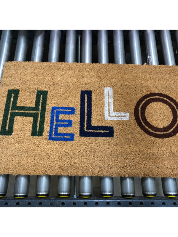 Photo 2 of 1'6"x2'6" Hello Colorblocked Coir Doormat - Room Essentials