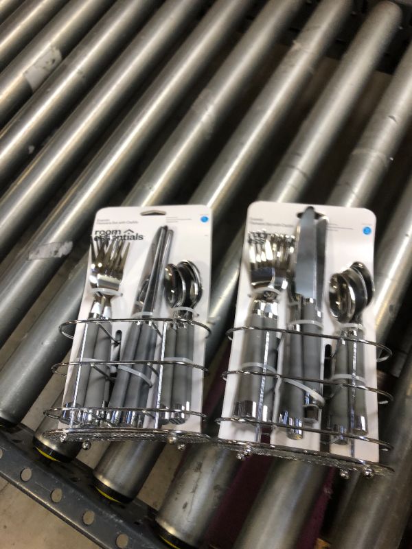 Photo 1 of 2---13pc Stainless Steel Everett Silverware Set With Caddy Gray - Room Essentials™
