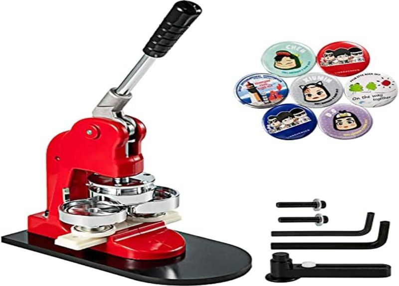 Photo 1 of  Button Maker Machine 2.25in 58mm Button Badge Maker Punch Press Machine with 500 Pcs Circle Button Parts and Circle Cutter (58MM 500P)---MISSING PARTS 